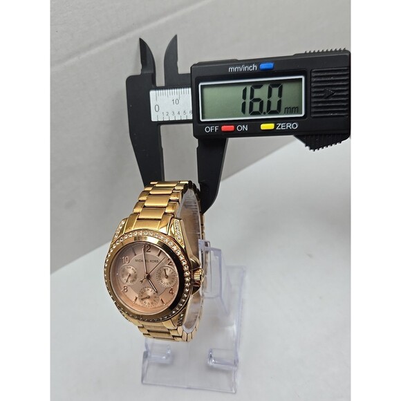 Michael Kors Mini Blair MK5613 Rose Gold Glitz Bezel Multifunction New Battery - Picture 6 of 11